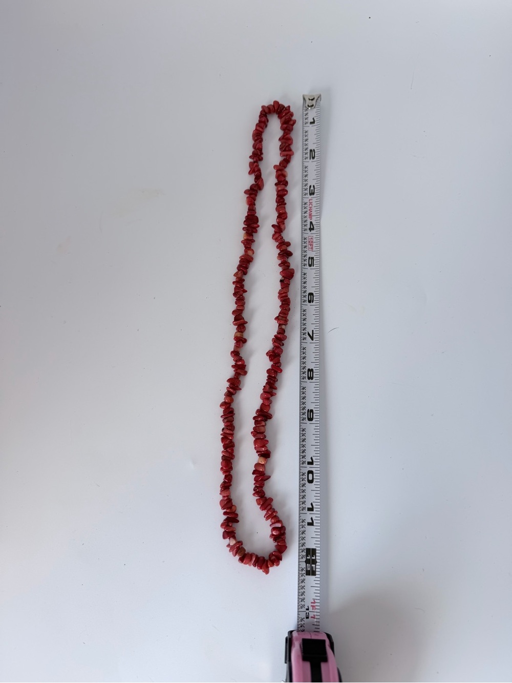 RED CORAL NUGGET NECKLACE 12 " LONG